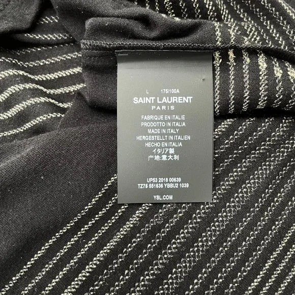 Saint Laurent Viscose/Polyester Sequin Striped T-shirt - Black Gold | Large - Picture 12 of 12